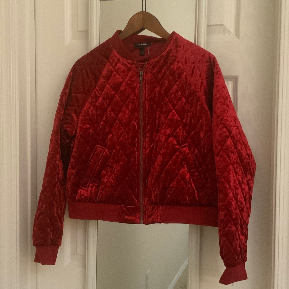 Torrid Red Velvet Quilted Jacket